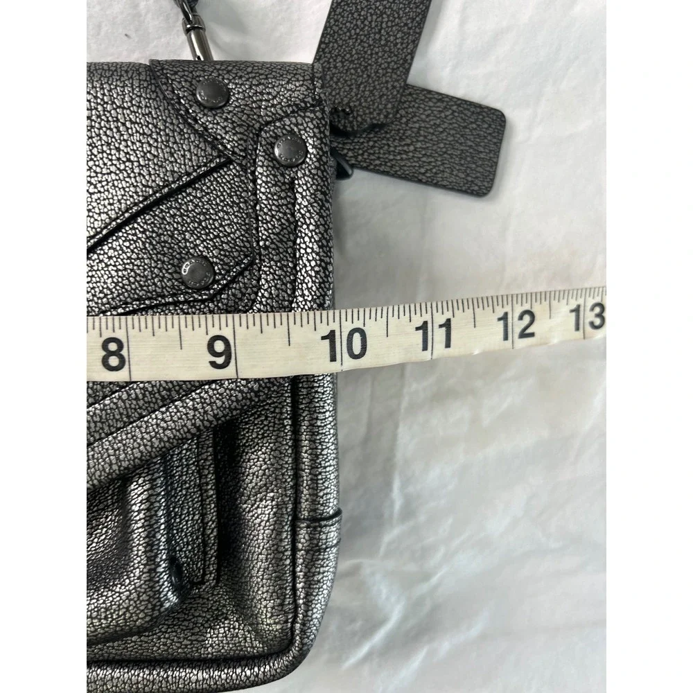 COACH Rhyder Crossbody Bag Metallic Pewter Pebbled Leather 34232 - Picture 9 of 12